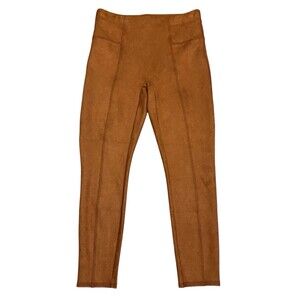 SPANX Faux Suede Leggings Rich Caramel Brown Pull On Stretch Preppy Womens Large
